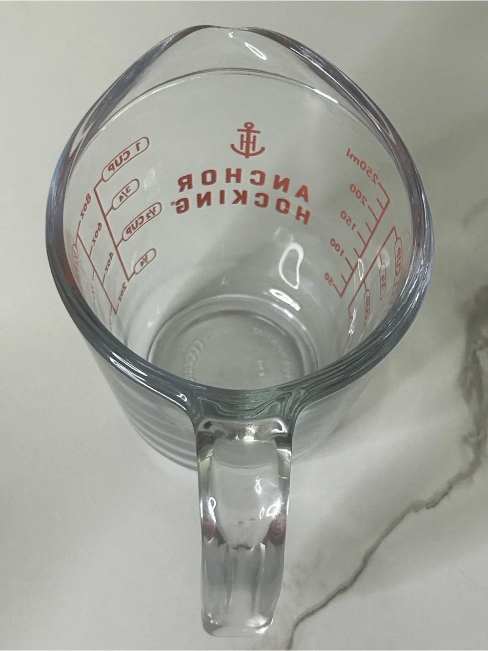 Anchor Hocking Clear Glass Measuring Cup with Red Markings